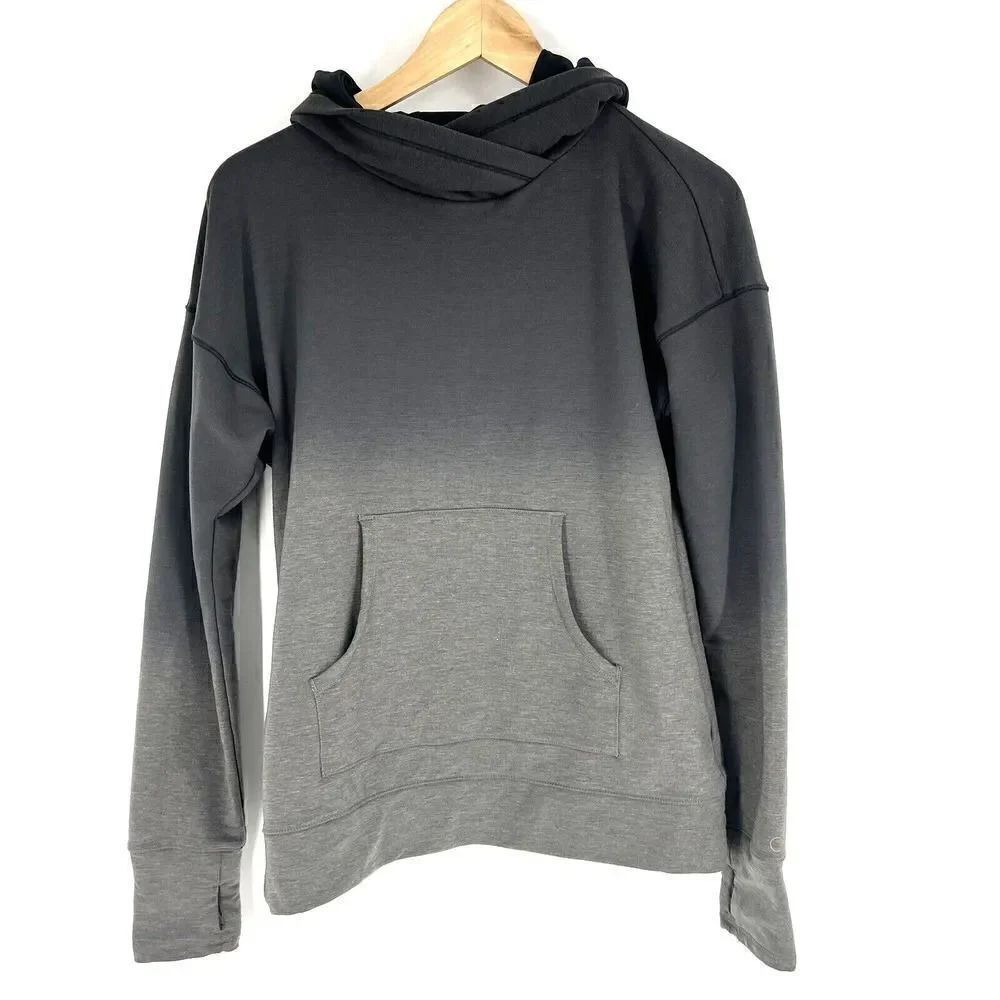 Calia Carrie Underwood Hoodie Size XS Womens Gray Effortless Dip Dye Ombre Shirt